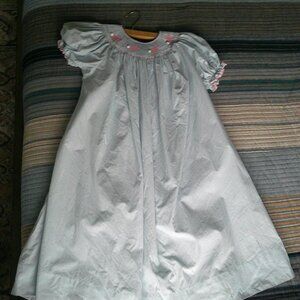 Edgehill Collection  Smocked bunny design  dress in blue striped dress Size 6X